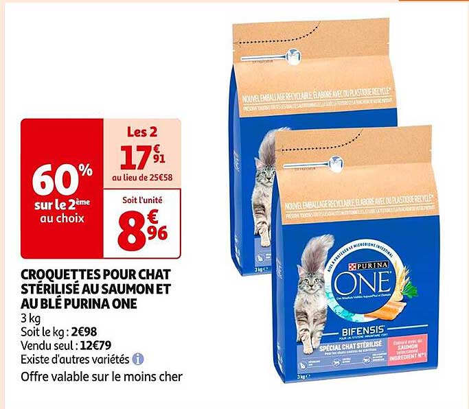 COQUETTES POUR CHAT STÉRILISÉ AU SAUMON ET AU BLÉ PURINA ONE