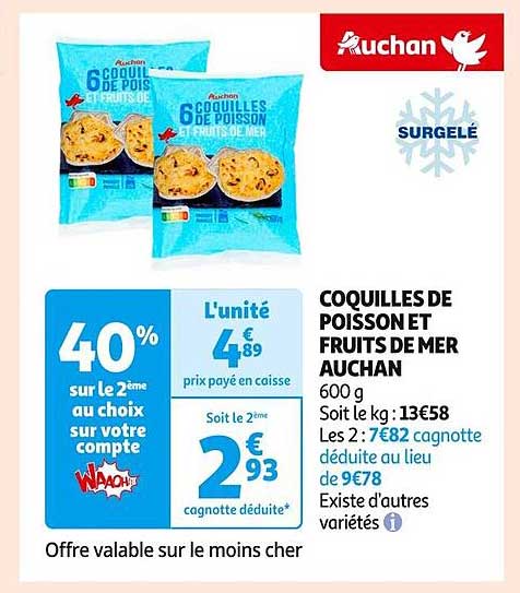 COQUILLES DE POISSON ET FRUITS DE MER AUCHAN