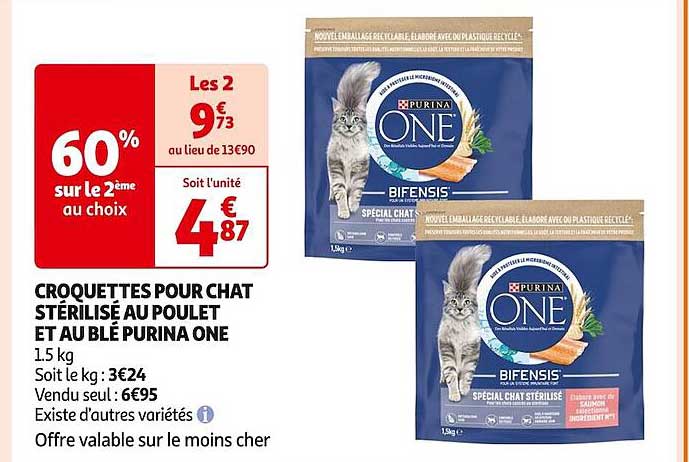 CROQUETTES POUR CHAT STÉRILISÉ AU POULET ET AU BLÉ PURINA ONE