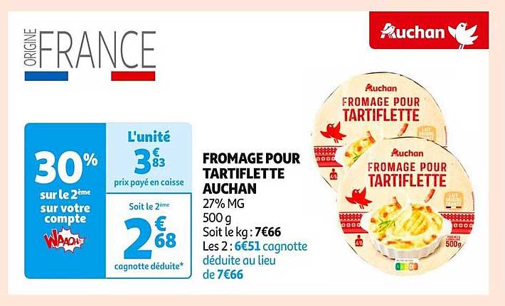 FROMAGE POUR TARTIFLETTE AUCHAN