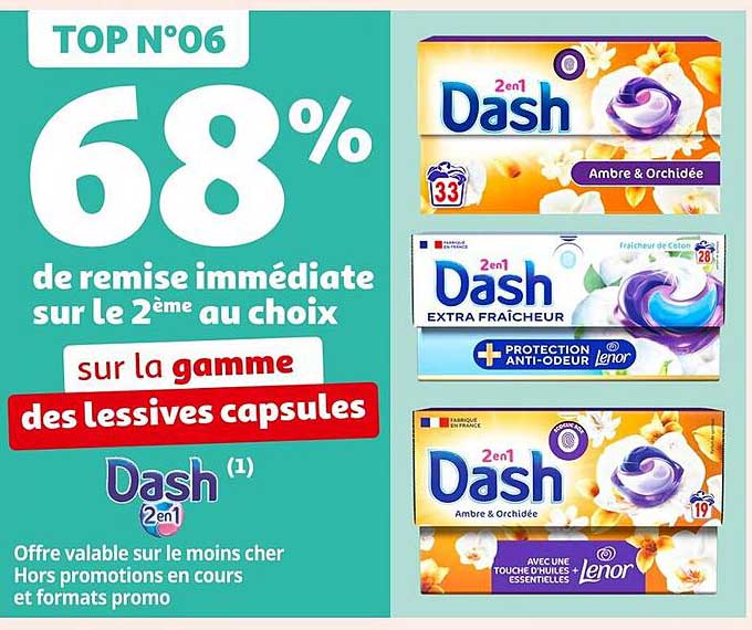 Gamme des lessives capsules Dash