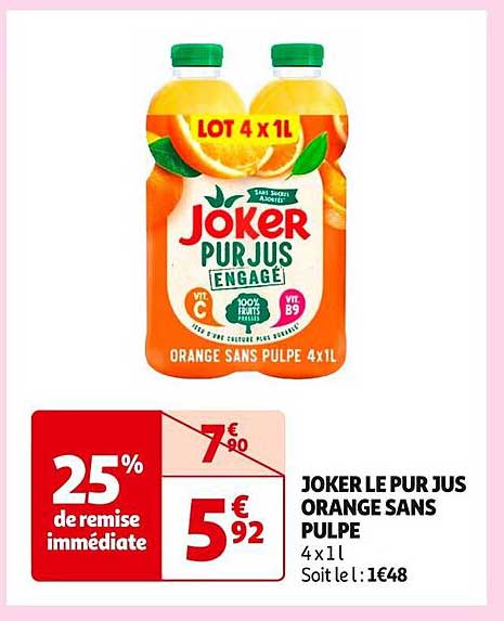 JOKER LE PUR JUS ORANGE SANS PULPE