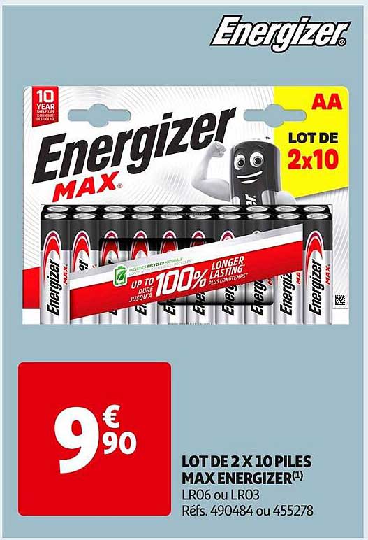 LOT DE 2 X 10 PILES MAX ENERGIZER