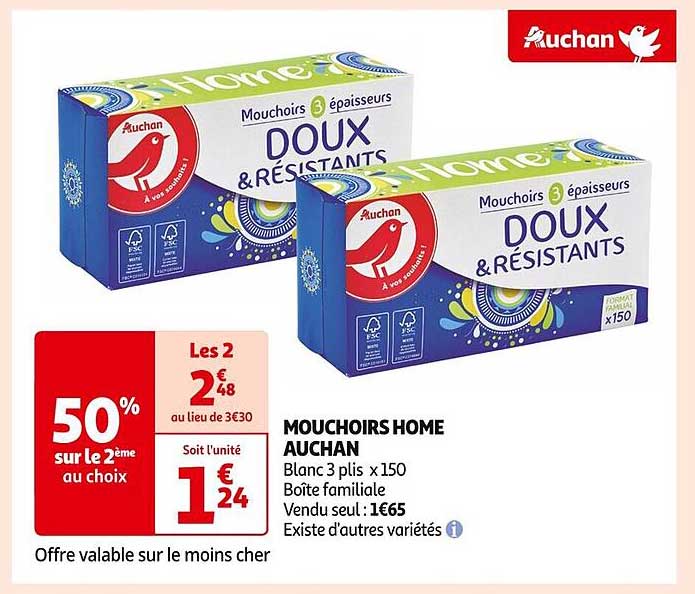 MOUCHOIRS HOME AUCHAN