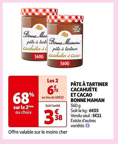 PÂTE À TARTINER CACAHUÈTE ET CACAO BONNE MAMAN