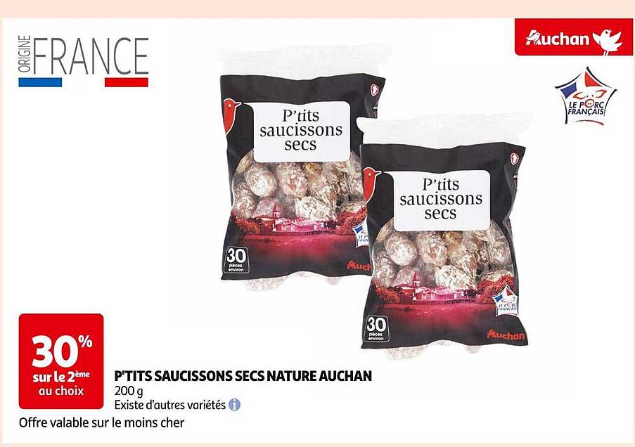 P'tits saucissons secs nature Auchan