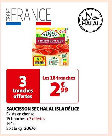 SAUCISSON SEC HALAL ISLA DÉLICE