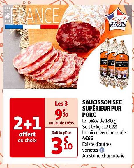 SAUCISSON SEC SUPÉRIEUR PUR PORC