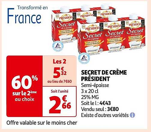 SECRET DE CRÈME PRÉSIDENT