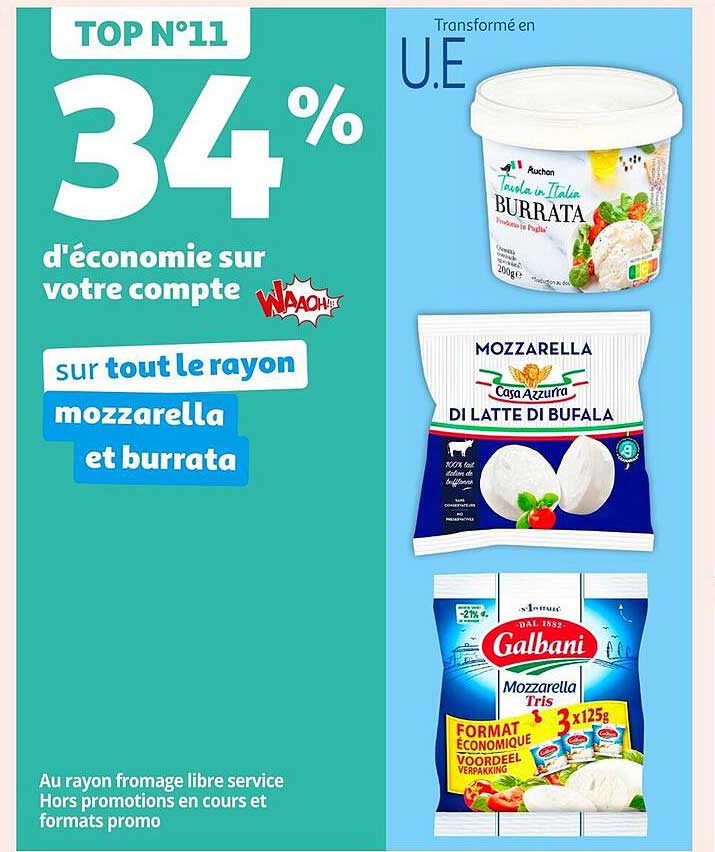 sur tout le rayon mozzarella et burrata