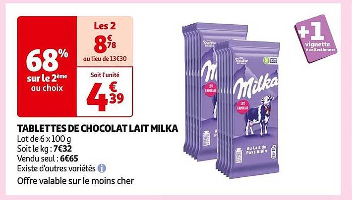 TABLETTES DE CHOCOLAT LAIT MILKA