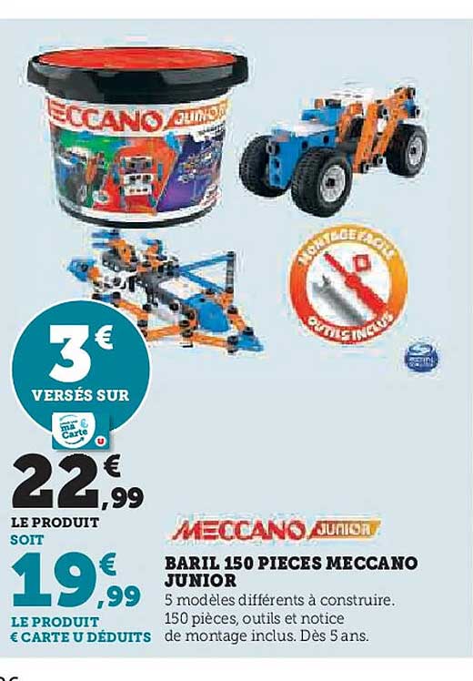 BARIL 150 PIECES MECCANO JUNIOR