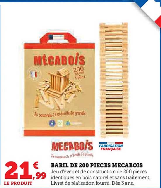 BARIL DE 200 PIECES MECABOIS