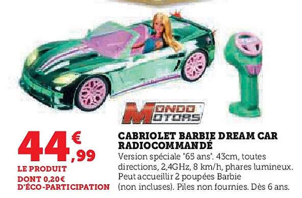 CABRIOLET BARBIE DREAM CAR RADIOCOMMANDÉ