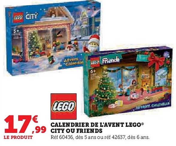 CALENDRIER DE L'AVENT LEGO® CITY OU FRIENDS