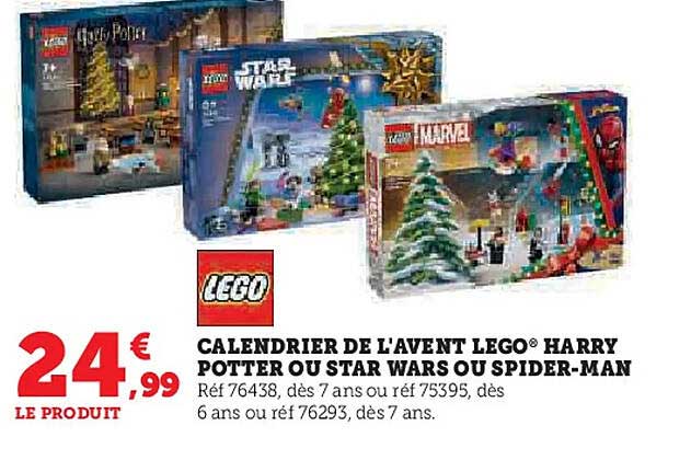 CALENDRIER DE L'AVENT LEGO® HARRY POTTER OU STAR WARS OU SPIDER-MAN