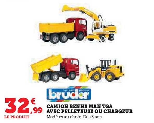 CAMION BENNE MAN TGA AVEC PELLETEUSE OU CHARGEUR