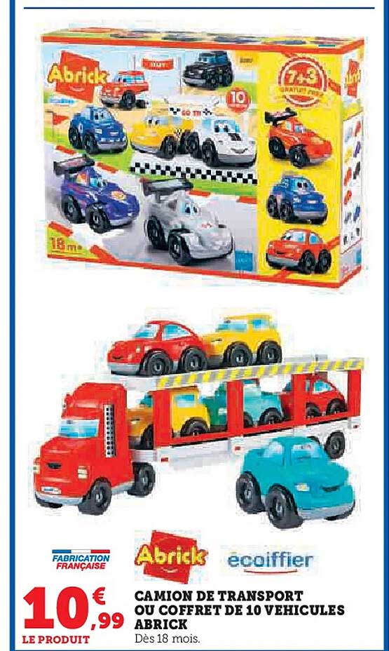 CAMION DE TRANSPORT OU COFFRET DE 10 VEHICULES ABRICK