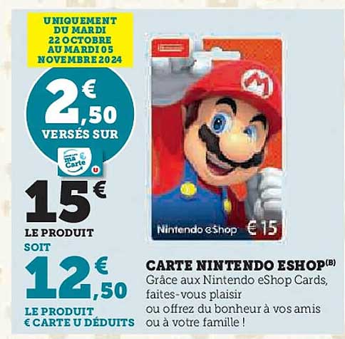 CARTE NINTENDO ESHOP