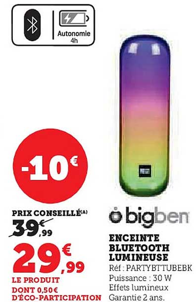 ENCEINTE BLUETOOTH LUMINEUSE