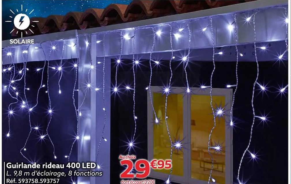 Guirlande rideau 400 LED