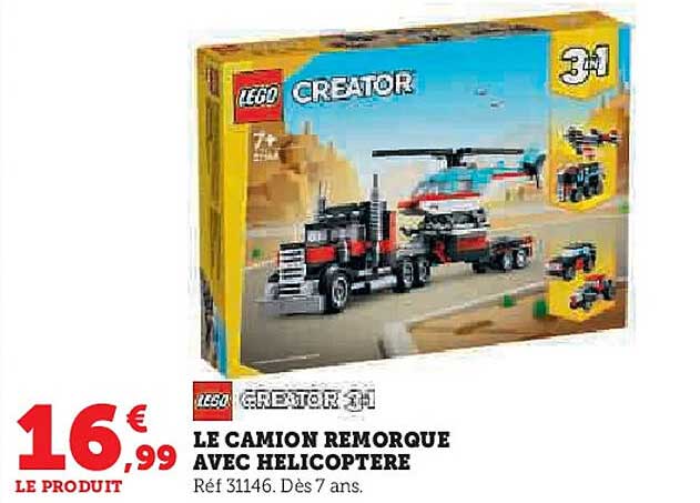 LE CAMION REMORQUE AVEC HELICOPTERE