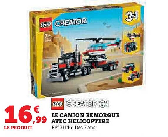 LE CAMION REMORQUE AVEC HELICOPTERE