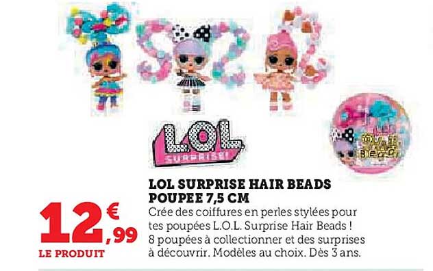 LOL SURPRISE HAIR BEADS POUPEE 7,5 CM