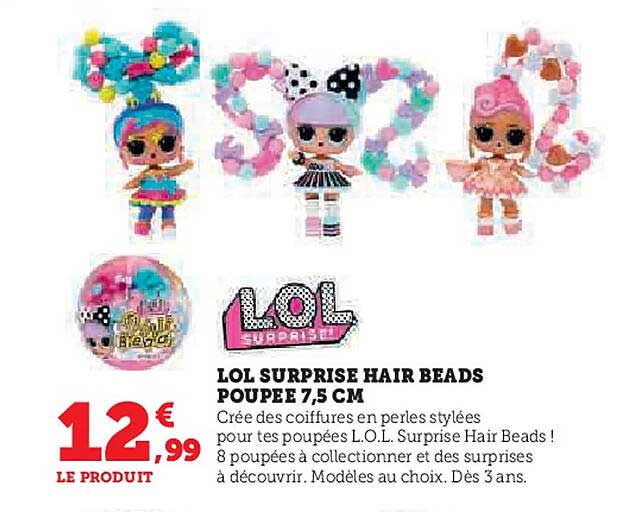 LOL SURPRISE HAIR BEADS POUPEE 7,5 CM