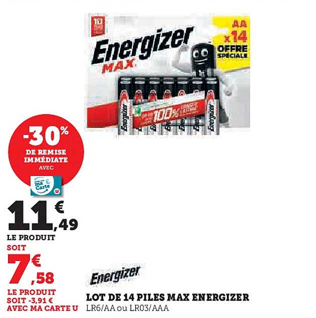 LOT DE 14 PILES MAX ENERGIZER