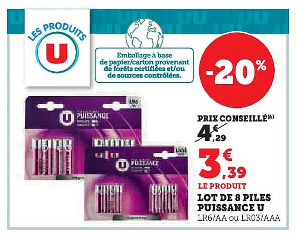 LOT DE 8 PILES PUISSANCE U