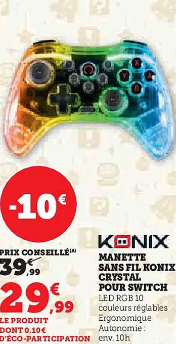 MANETTE SANS FIL KONIX CRYSTAL POUR SWITCH