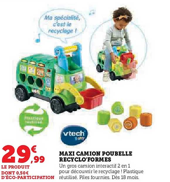 MAXI CAMION POUBELLE RECYCLO'FORMES