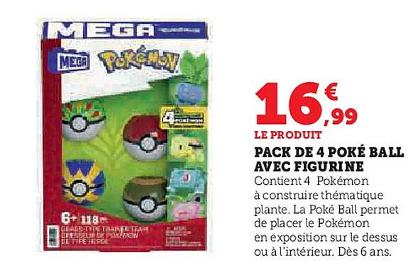 PACK DE 4 POKÉ BALL AVEC FIGURINE