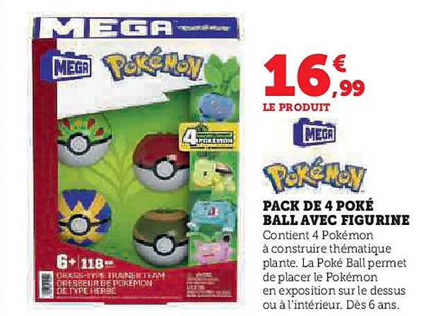 PACK DE 4 POKÉ BALL AVEC FIGURINE