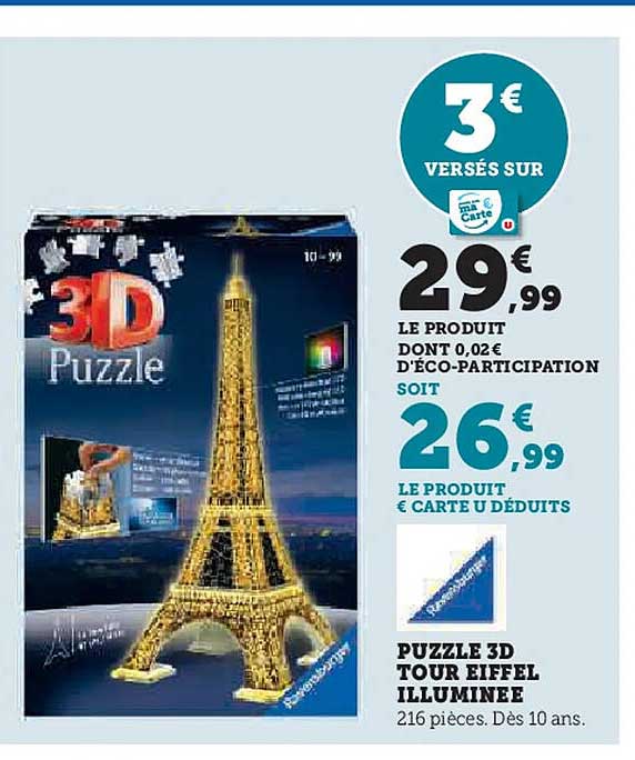 PUZZLE 3D TOUR EIFFEL ILLUMINÉE