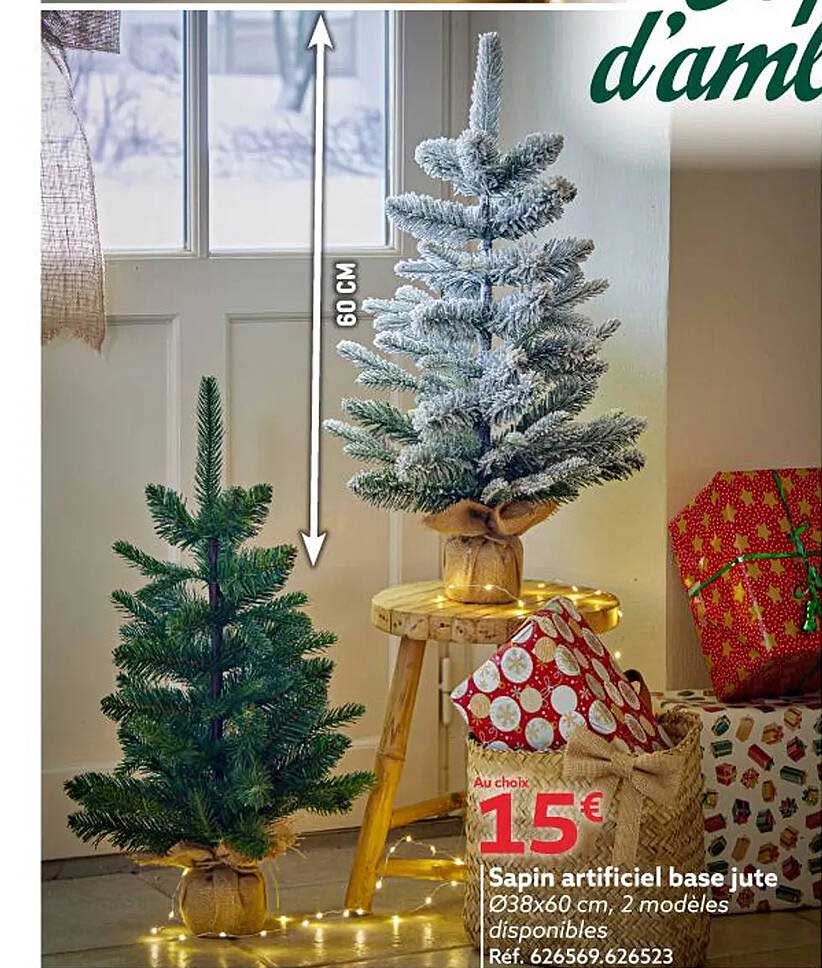 Sapin artificiel base jute