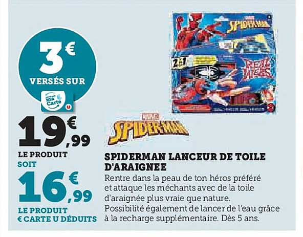 SPIDERMAN LANCEUR DE TOILE D'ARAIGNÉE