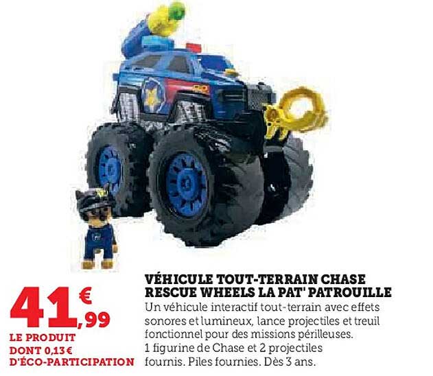 VÉHICULE TOUT-TERRAIN CHASE RESCUE WHEELS LA PAT' PATROUILLE