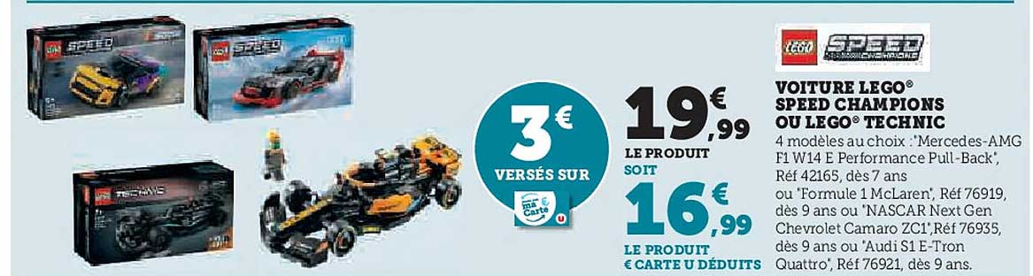 VOITURE LEGO® SPEED CHAMPIONS OU LEGO® TECHNIC