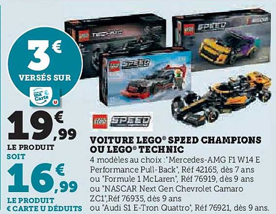 VOITURE LEGO® SPEED CHAMPIONS OU LEGO® TECHNIC