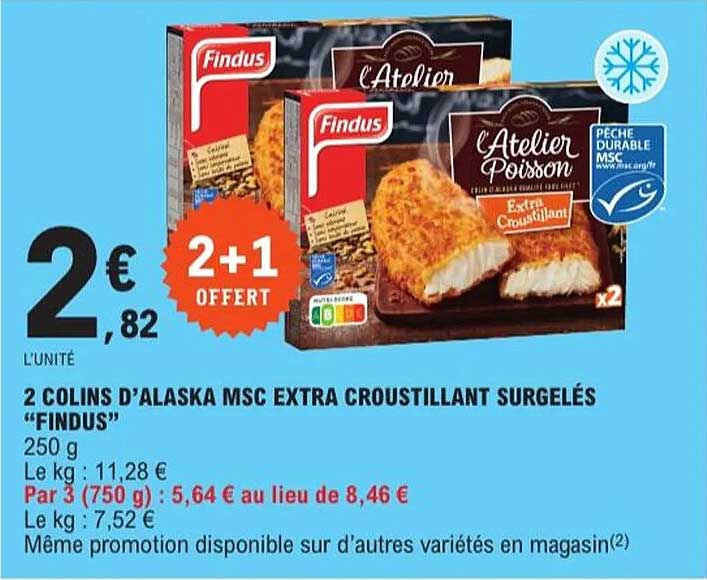 2 COLINS D’ALASKA MSC EXTRA CROUSTILLANT SURGELÉS “FINDUS”