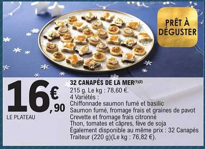 32 CANAPÉS DE LA MER