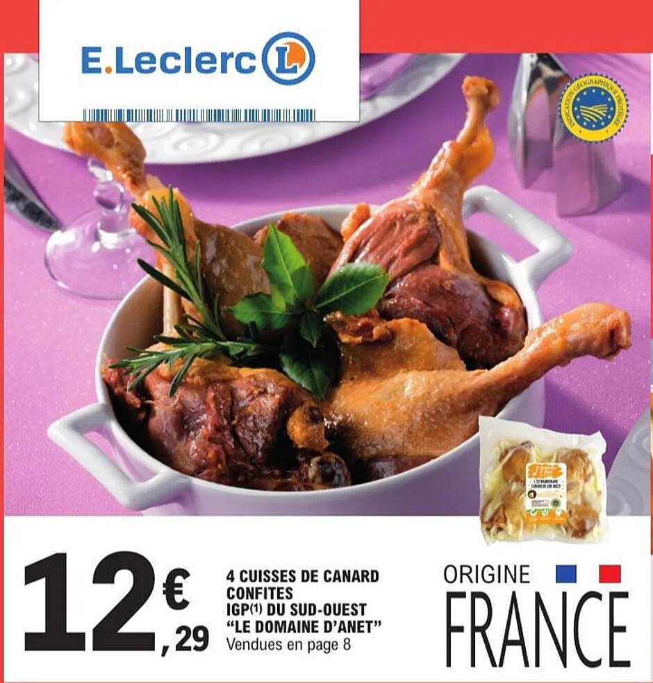 4 Cuisses de canard confites IGP du Sud-Ouest "Le Domaine d'Anet"