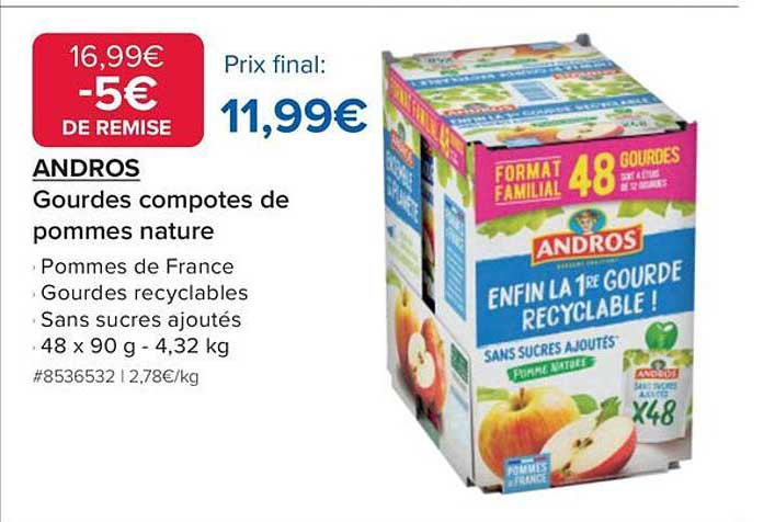 ANDROS Gourdes compotes de pommes nature