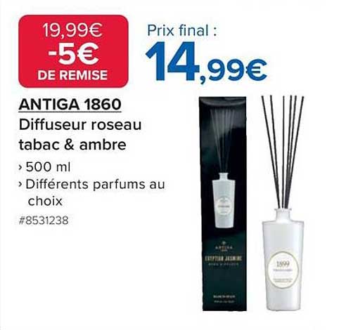 ANTIGA 1860 Diffuseur roseau tabac & ambre