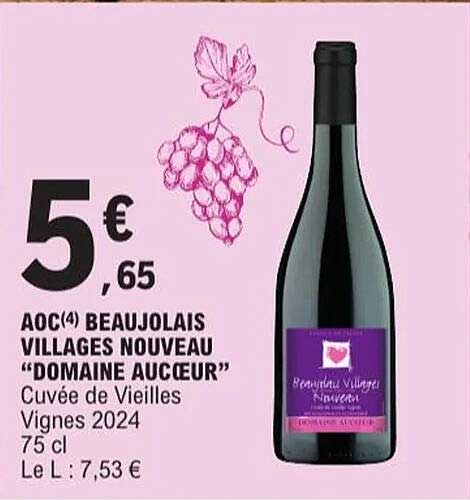 AOC(4) BEAUJOLAIS VILLAGES NOUVEAU "DOMAINE AUCEUR"