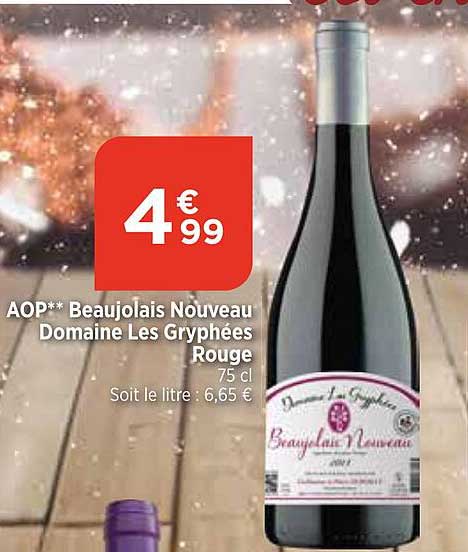 AOP** Beaujolais Nouveau Domaine Les Gryphées Rouge