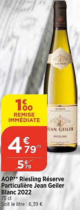 AOP** Riesling Réserve Particulière Jean Geiler Blanc 2022