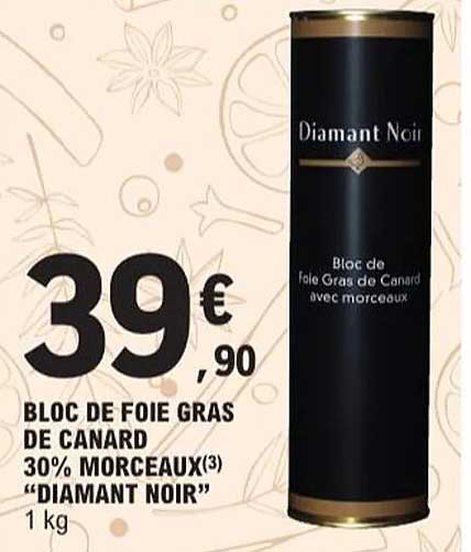 Bloc de foie gras de canard 30% morceaux(3) "DIAMANT NOIR"